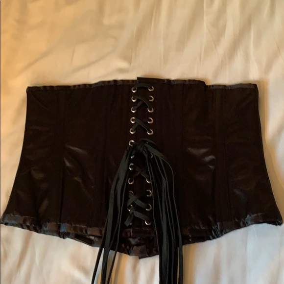 PRICE๐๐ปNWOT Black Steel Bone Waist Corset Sz 32 - Picture 2 of 7